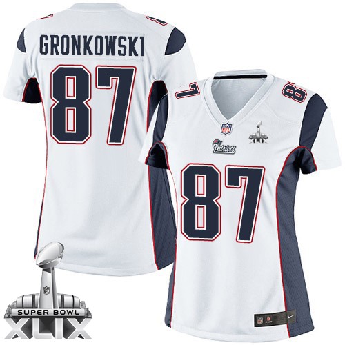 Women's Elite Rob Gronkowski Super Bowl XLIX Nike Jersey White Road - #87 NFL New England Patriots